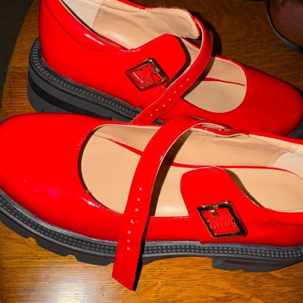 Red Patent Leather Mary Jane Shoes